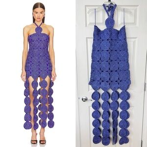 SIMONMILLER Beep Beep Dress in Amethyst Purple Crochet